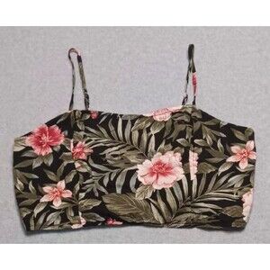 American Eagle Spaghetti Straps Crop Tank Top Womens Size M Floral smocked Vaca